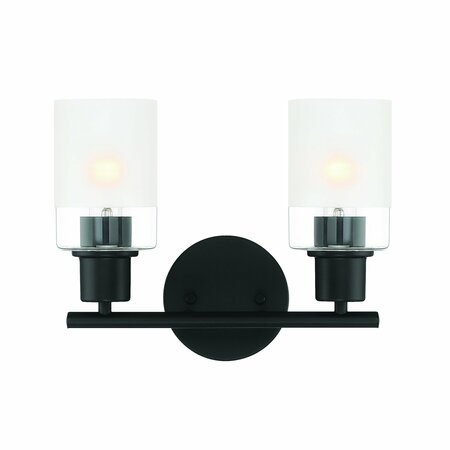 DESIGNERS FOUNTAIN Cedar Lane 13in 2-Light Matte Black Modern Indoor Vanity Light with Two-Tone Glass Shades D236M-2B-MB